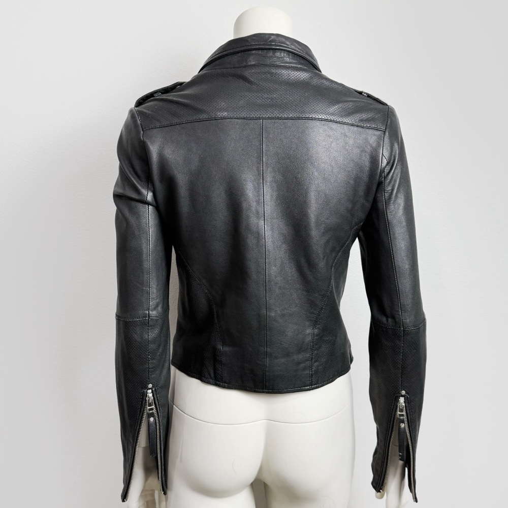 Vintage IRO Lambskin Leather Moto Jacket Fitted Size 0 - Picture 3 of 11